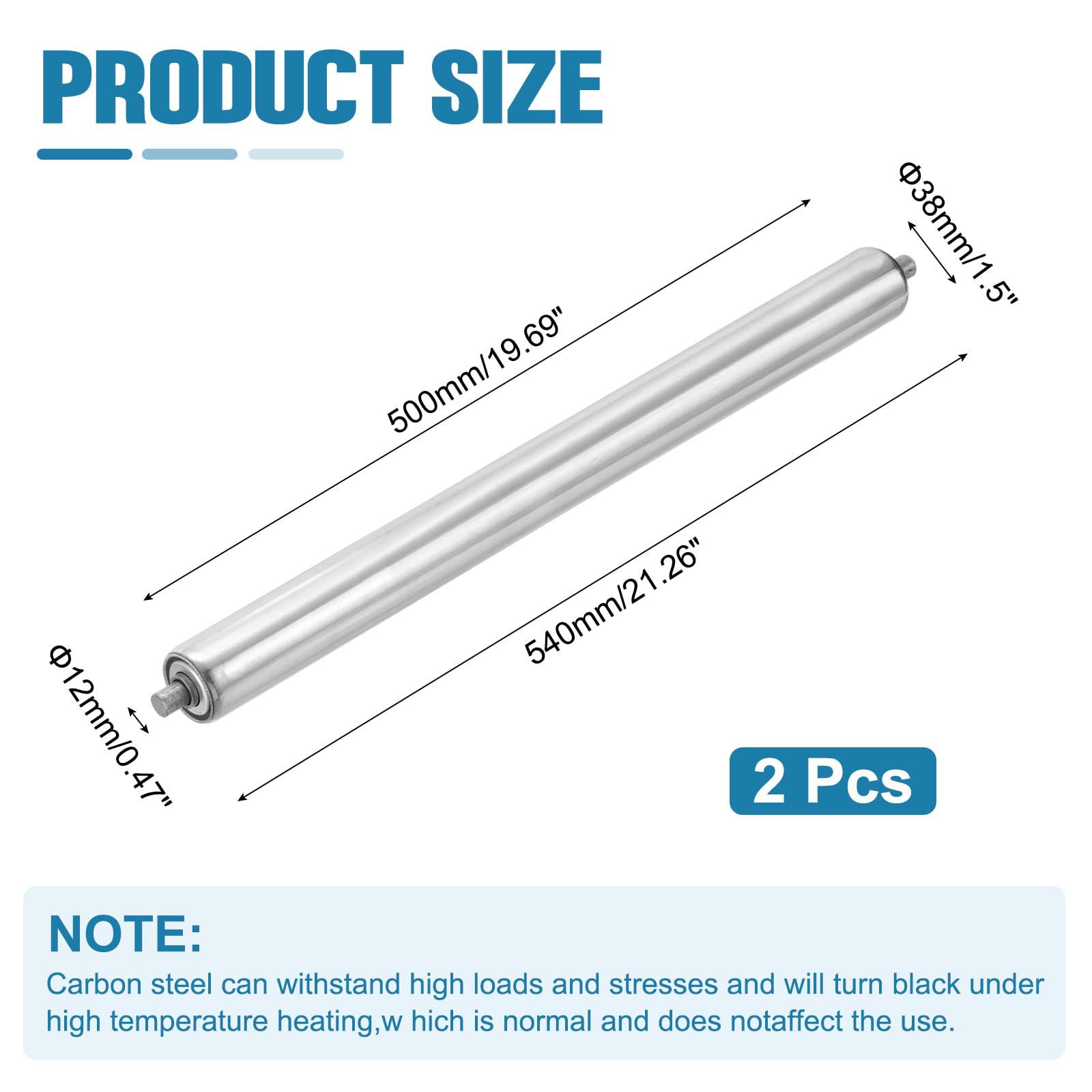 uxcell ステンレス鋼コンベヤーローラー 1.5 直径 20 長さ 重力伝送交換部品 亜鉛メッキ端部 シルバー 入り