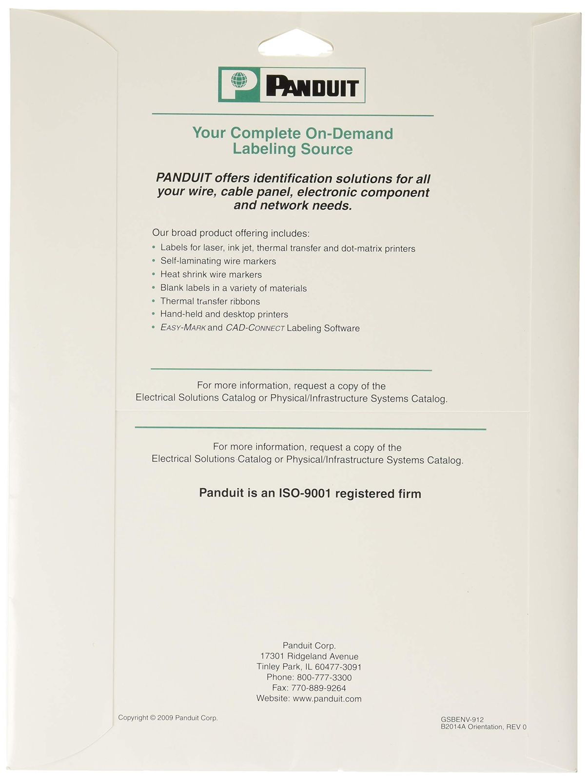 パンドウイット レーザープリンタ用セルフラミネートラベル 白 -D