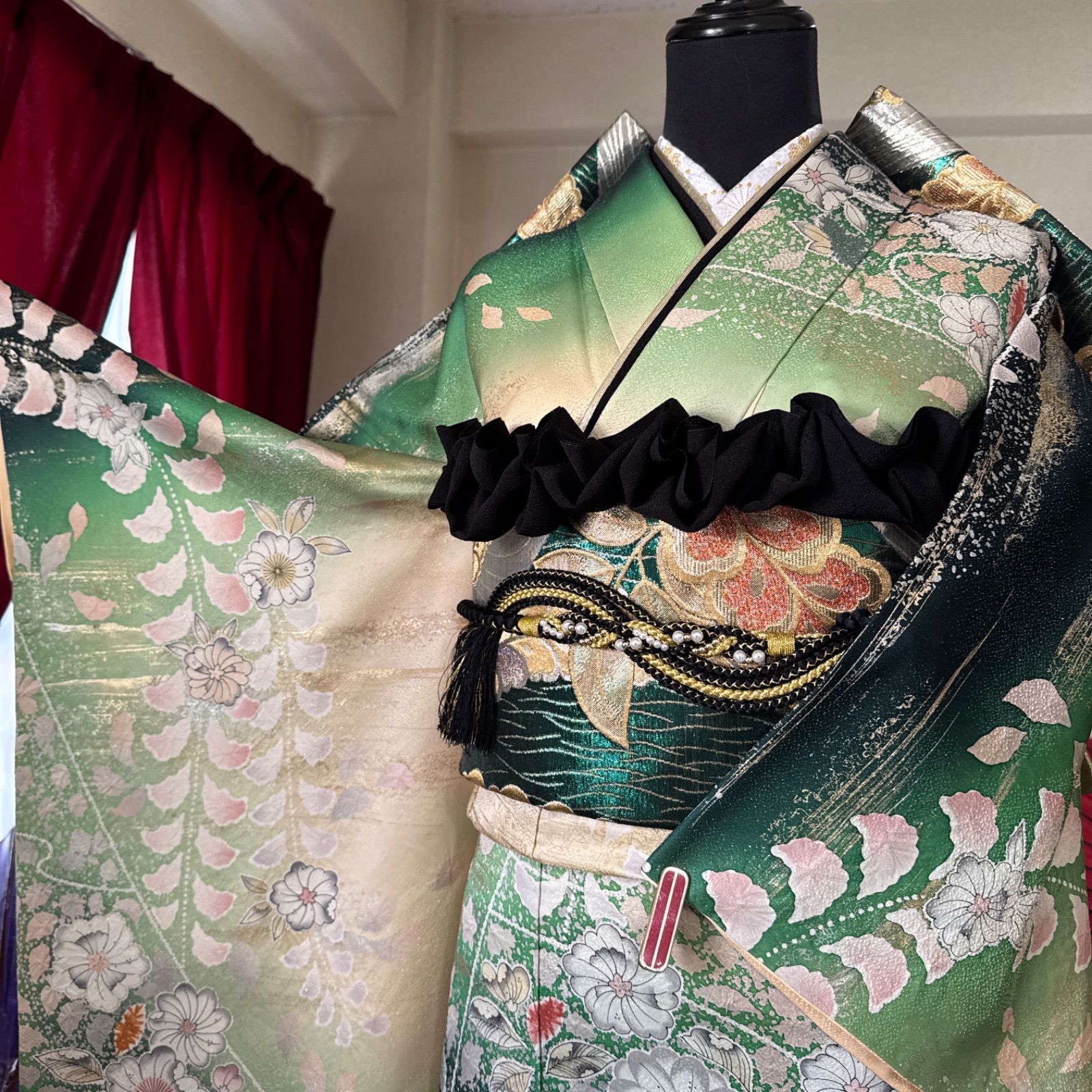 豪華振袖フルセット(7点)・袋帯・長襦袢・半衿・重ね衿・帯揚げ