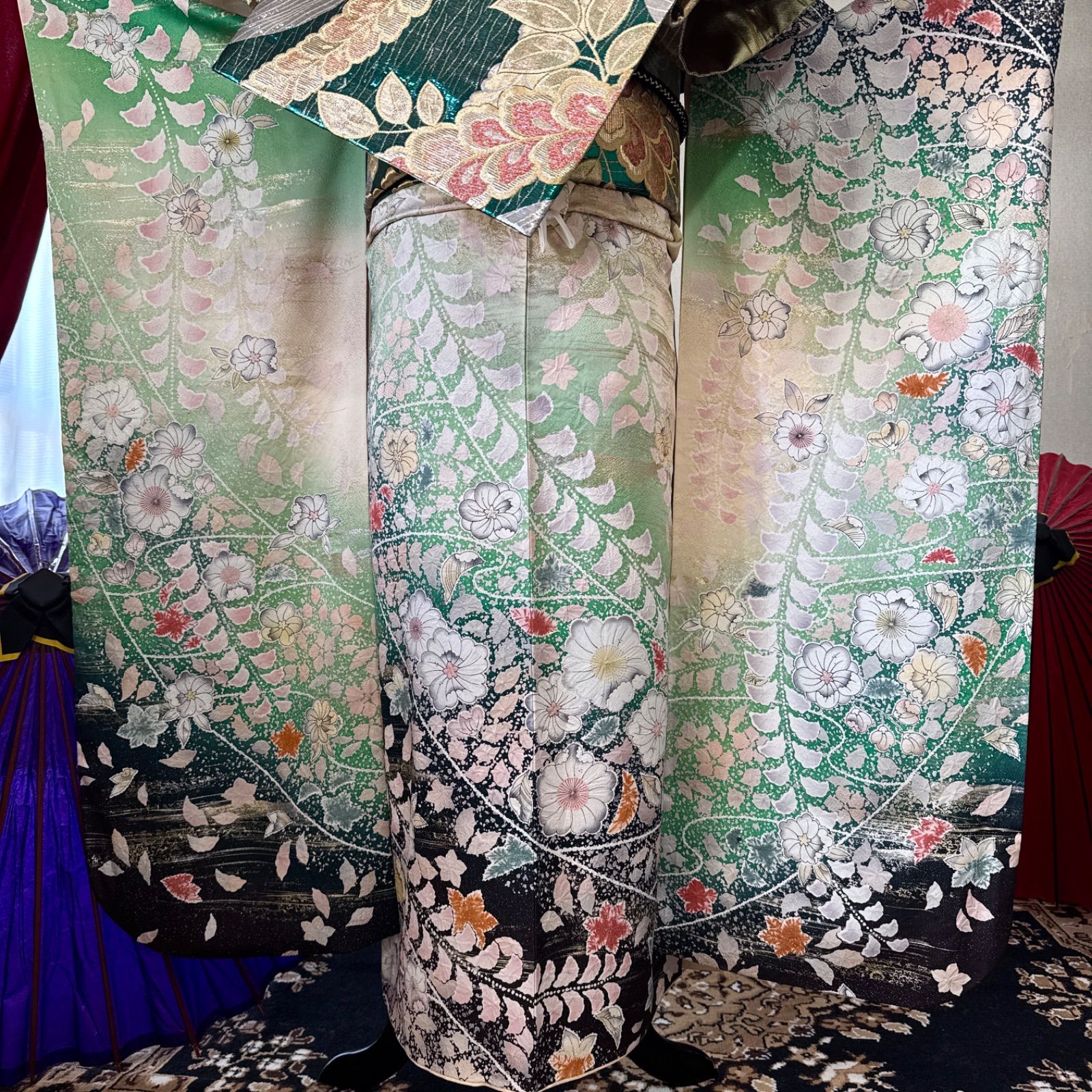 豪華振袖フルセット(7点)・袋帯・長襦袢・半衿・重ね衿・帯揚げ