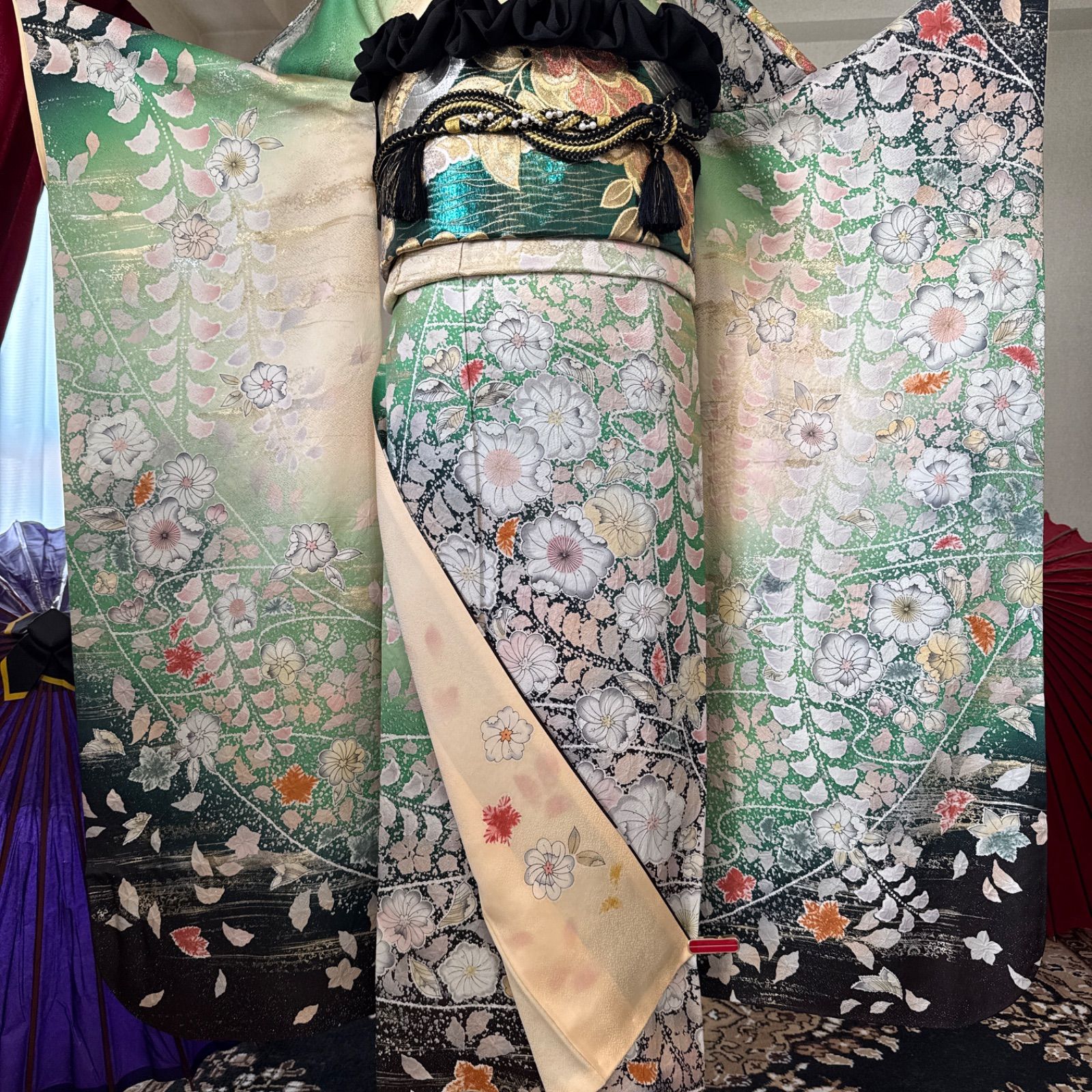 豪華振袖フルセット(7点)・袋帯・長襦袢・半衿・重ね衿・帯揚げ