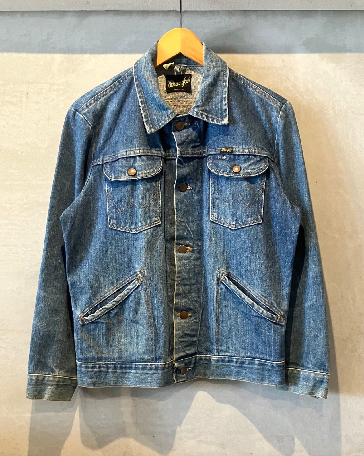 70's Wrangler-Denim jacket-(size 38)Made in U.S.A. ラングラー
