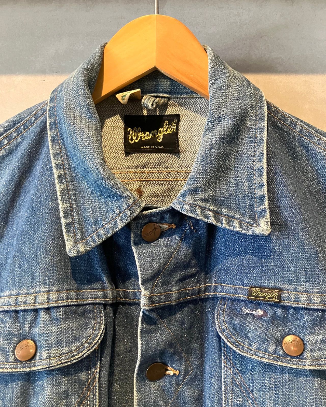 70's Wrangler-Denim jacket-(size 38)Made in U.S.A. ラングラー