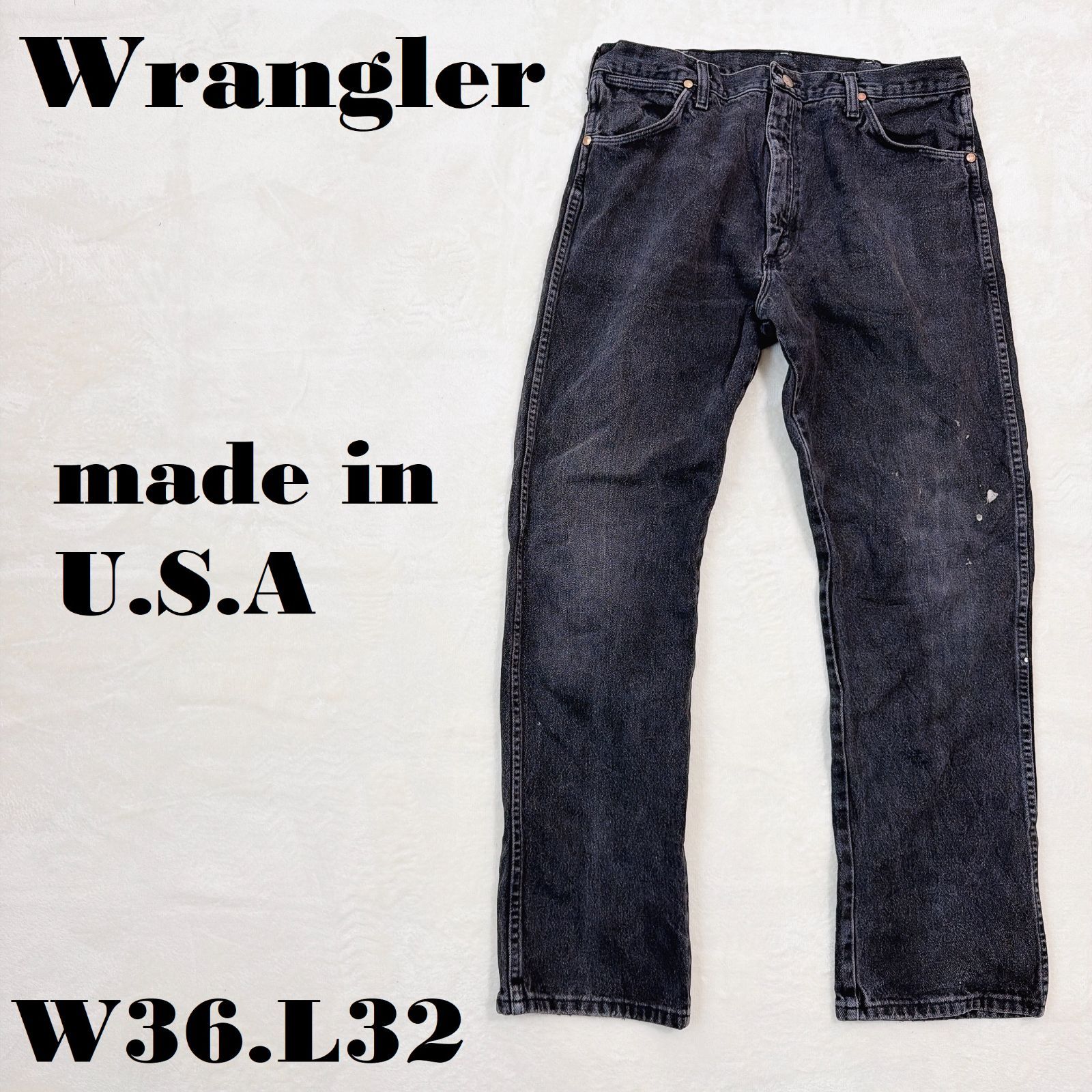 Wrangler made in U.S.A W36L32 ブラックデニム 13MWZWK ストレート
