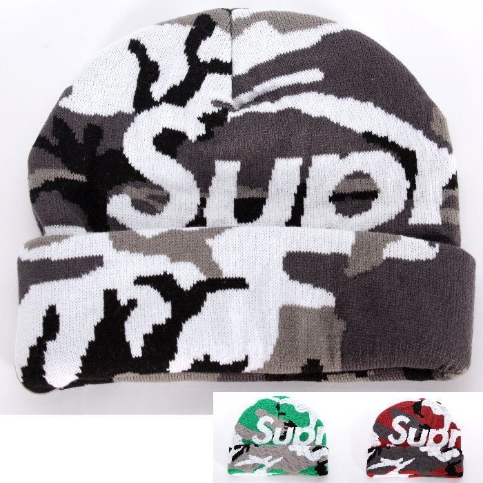 Supreme シュプリーム カモフラージュ ビッグロゴ ビーニー Camo Big