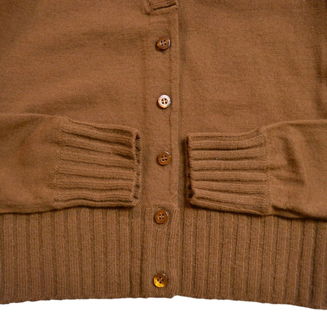 BURBERRYバーバリー ウール混 胸ロゴ刺繍ニットカーディガン 38(M) 茶