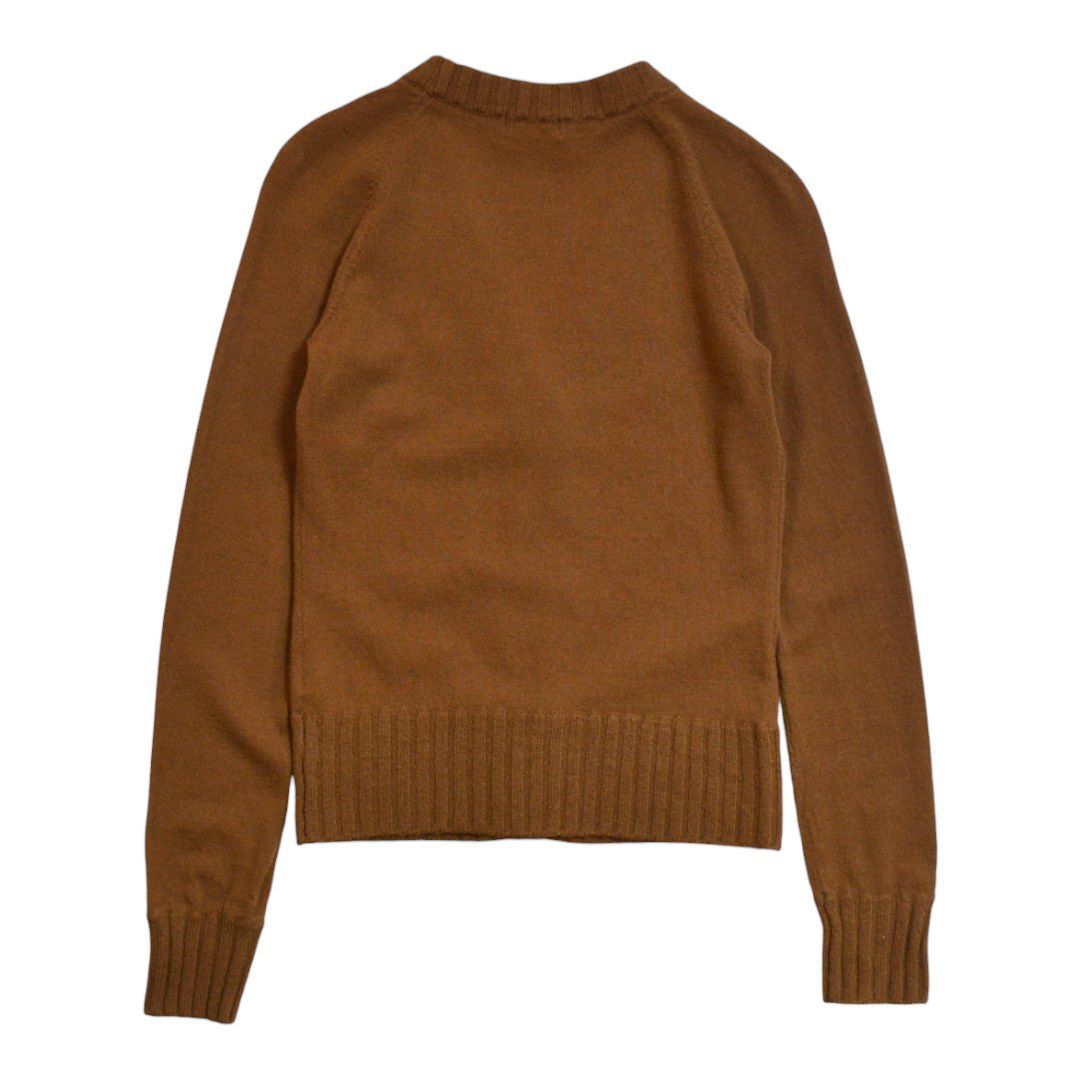 BURBERRYバーバリー ウール混 胸ロゴ刺繍ニットカーディガン 38(M) 茶