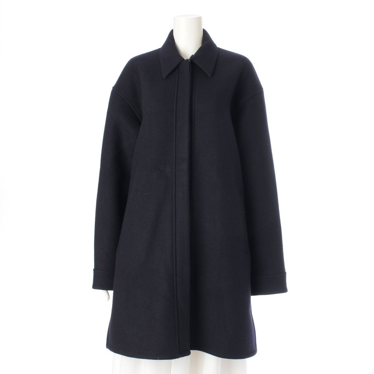 ジルサンダー ウール フェルト コート アウター ネイビー 32【中古