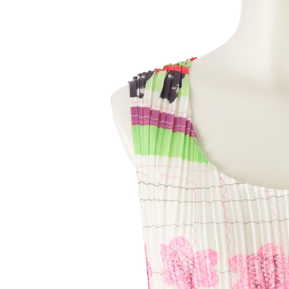 イッセイミヤケ 総柄 ノースリーブ ワンピース ドレス IM04FH926  