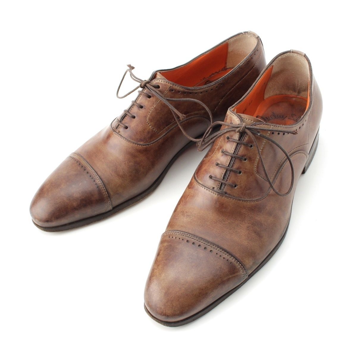 サントーニ　キャップトゥドレスシューズ サントーニ レザー パンチドキャップトゥ オックスフォード ドレス