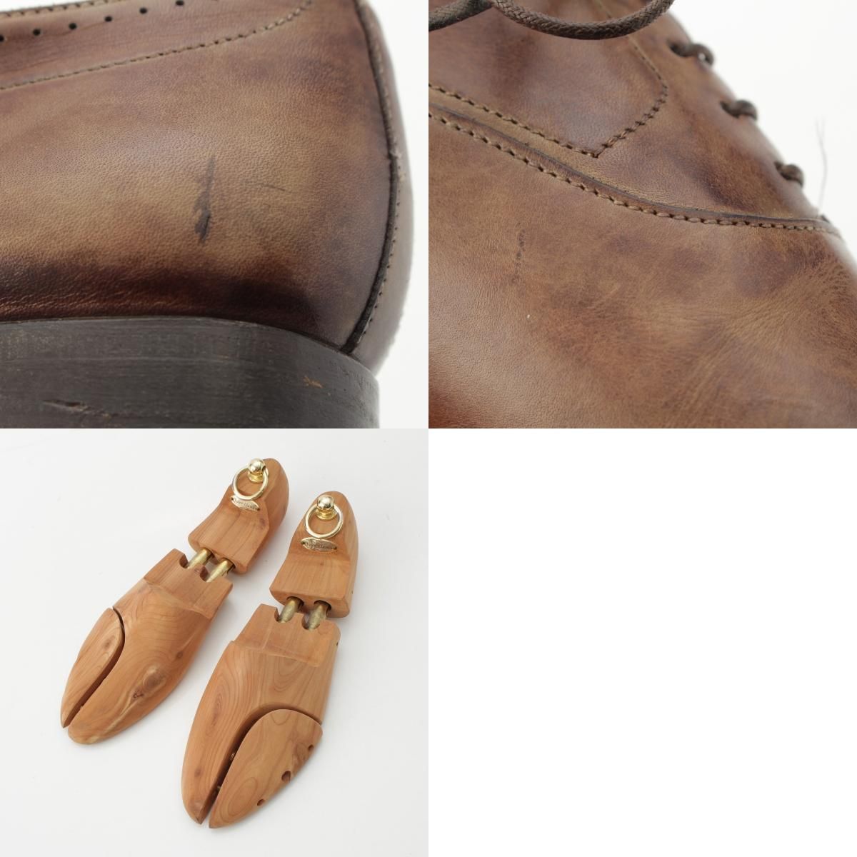 サントーニ レザー パンチドキャップトゥ オックスフォード ドレス