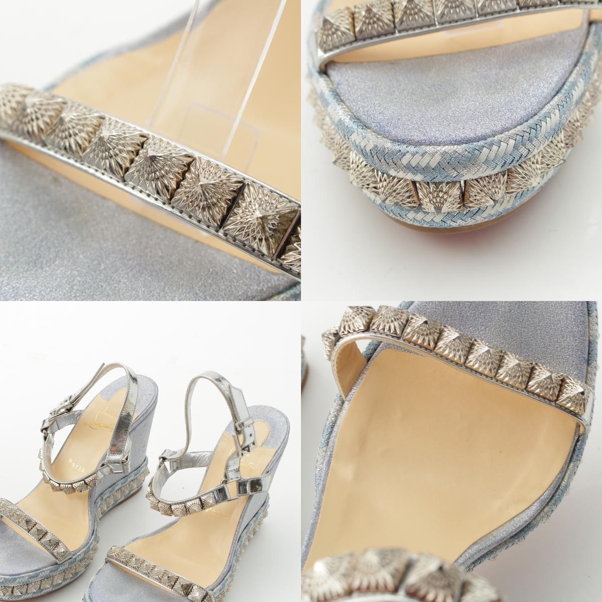 クリスチャンルブタン ラメ グリッター スタッズ ストラップ サンダル