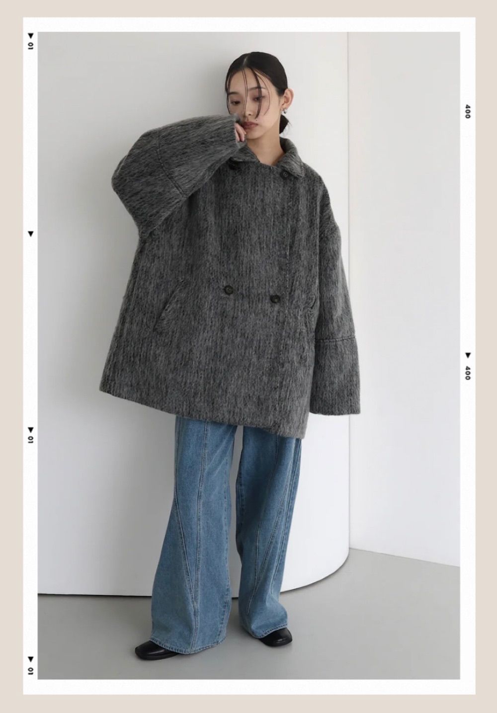 人気 シャギーミドルコート チャコール lumier hellam esica - メルカリ