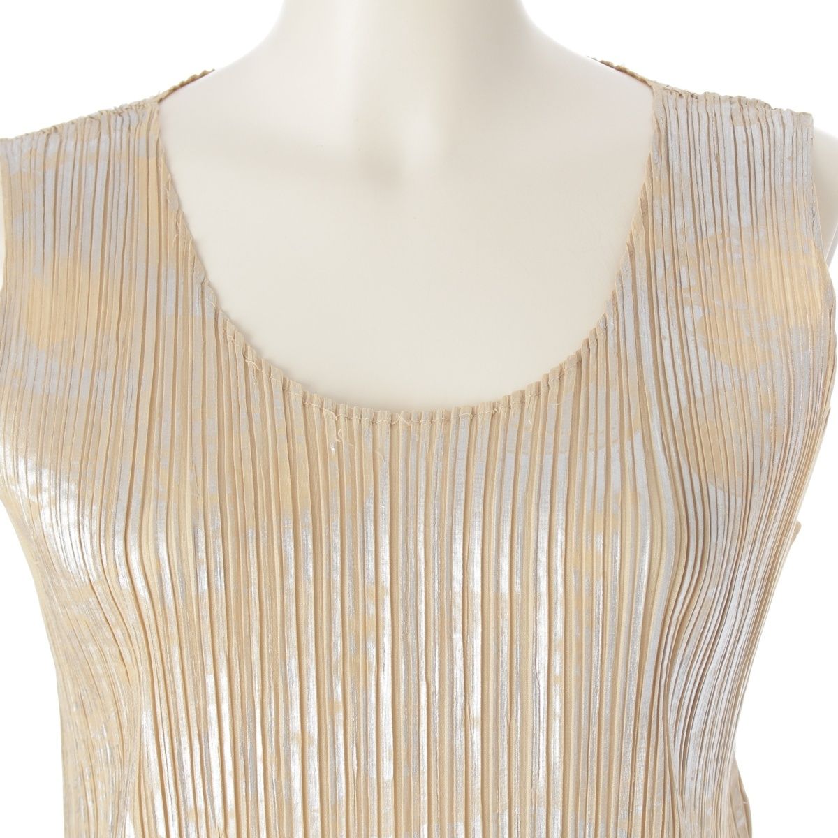 プリーツプリーズ イッセイミヤケ インク転写 ノースリーブ ロング