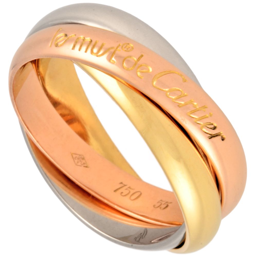 カルティエ Cartier トリニティ MM クラシック リング 指輪 #55 K18YG