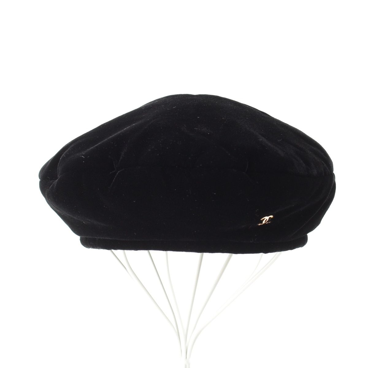 シャネル ビスコース×シルク ベロア ココマーク ベレー帽 帽子