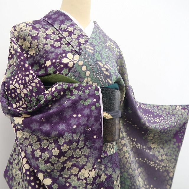 ❁tomihisa❁新品 桜 銀通し 着物 正絹 仕付け糸付 トールサイズ”大人