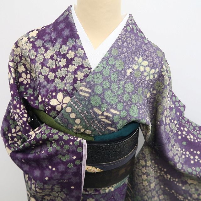 ❁tomihisa❁新品 桜 銀通し 着物 正絹 仕付け糸付 トールサイズ”大人