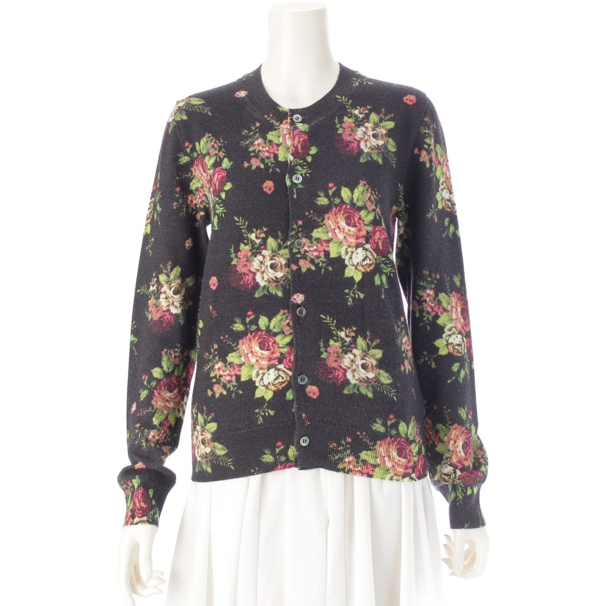 コムデギャルソン AD2016 ウール 花柄 プリント カーディガン GR-N012