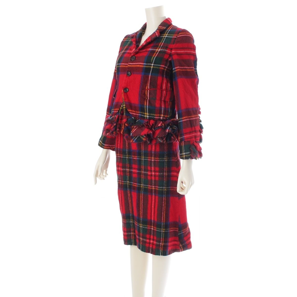 コムデギャルソン AD2000 縮絨 ウール タータンチェック フリル