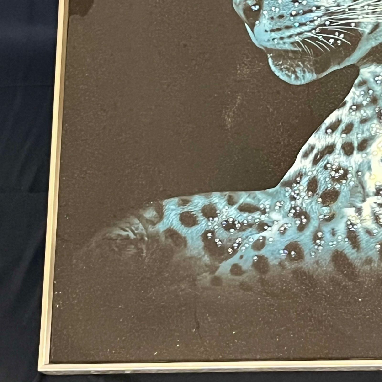 T クリスタルアートパネル 水晶絵 水晶パネル豹 パンサー 虎