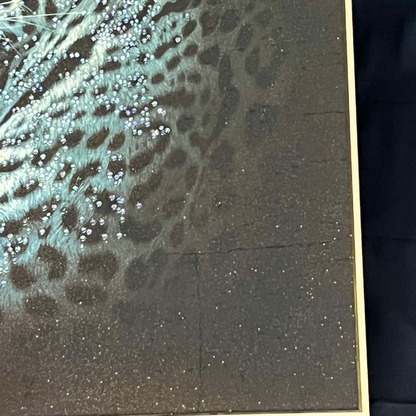 T クリスタルアートパネル 水晶絵 水晶パネル豹 パンサー 虎