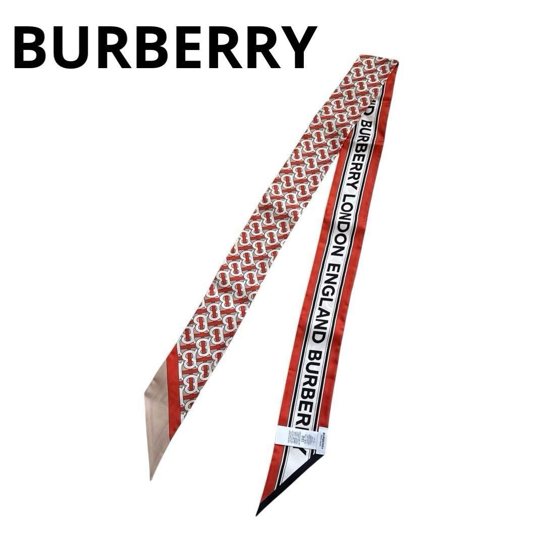 専用♡BURBERRY LONDON ENGLAND 新品タグ付シルク 近年モデル 現行タグ BURBERRY ロゴプリント シルクスカーフ 絹100