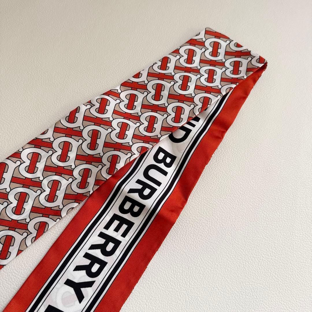 近年モデル 現行タグ BURBERRY ロゴプリント シルクスカーフ 絹100