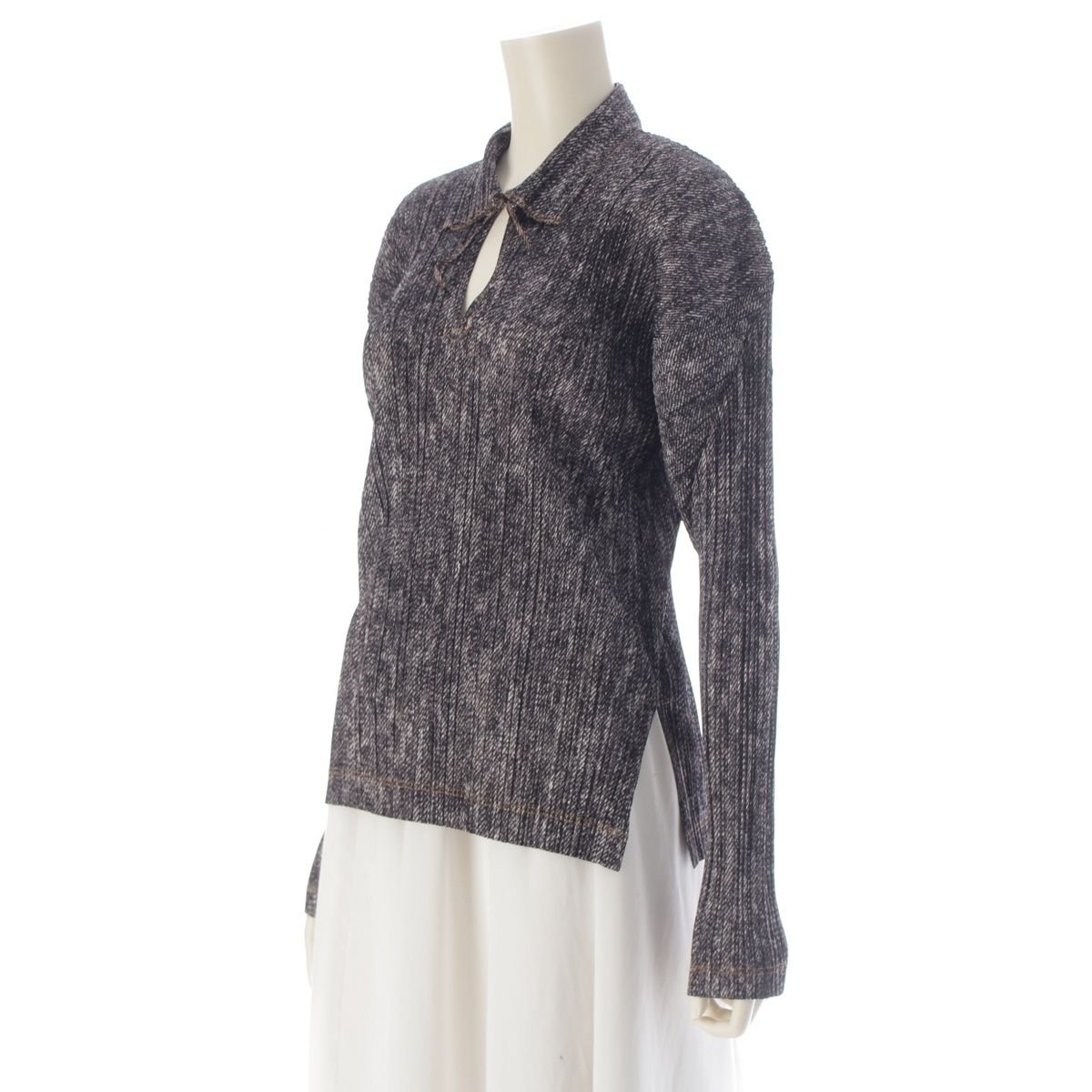 プリーツプリーズ イッセイミヤケ デニム転写 トップス 長袖 PP92