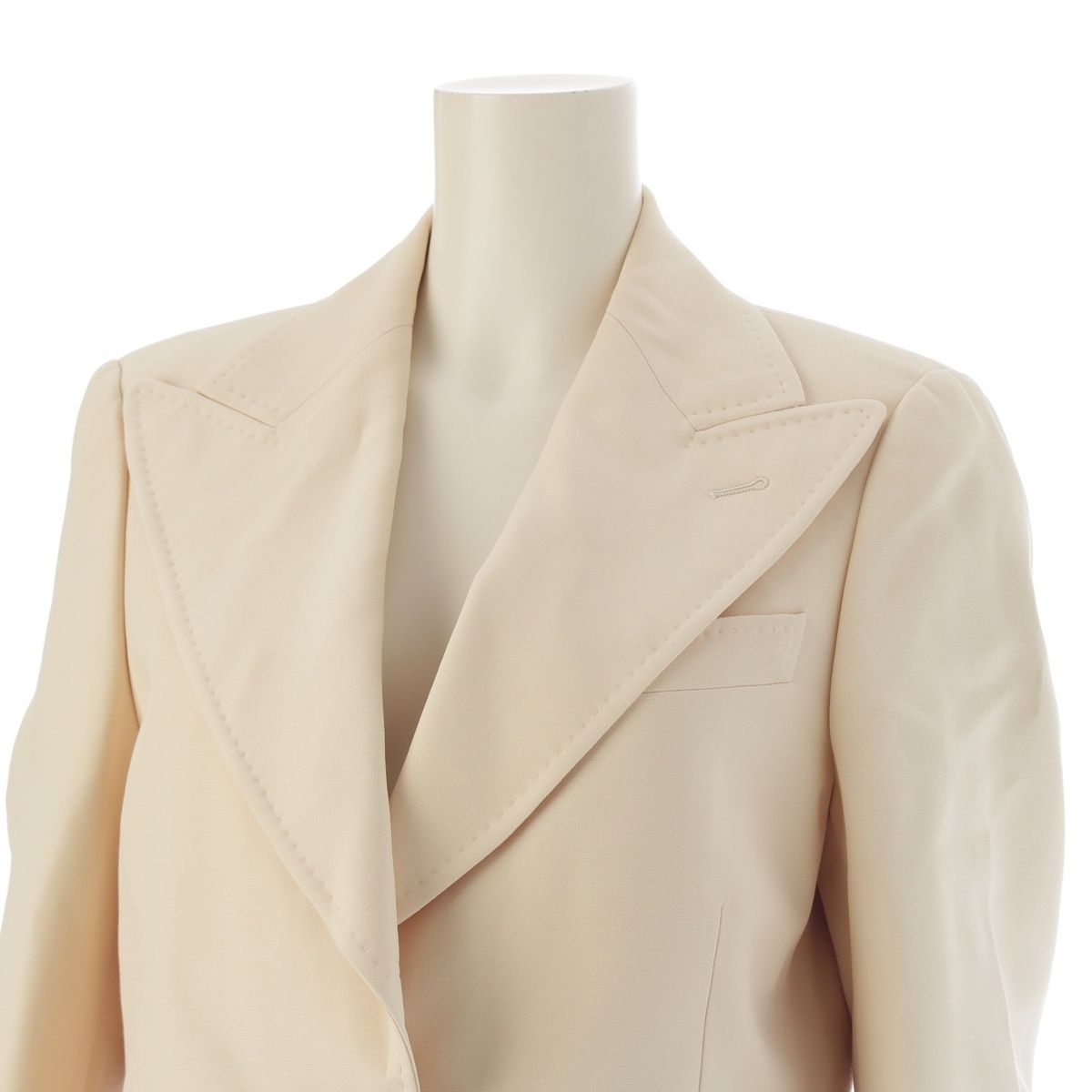 グッチ 20年 ウール シルク テーラードジャケット アイボリー 42【中古