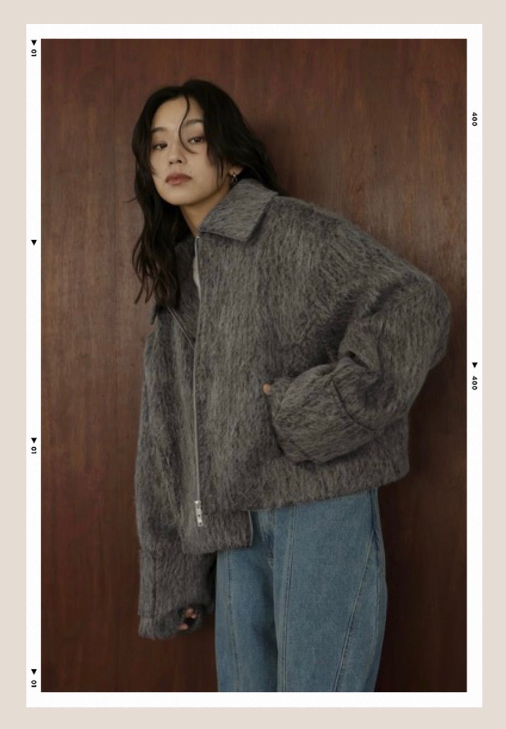 袖ビックループシャギージップブルゾン　グレー　lumier リュミエ 袖ビックループシャギージップブルゾン グレー lumier リュミエ - メルカリ