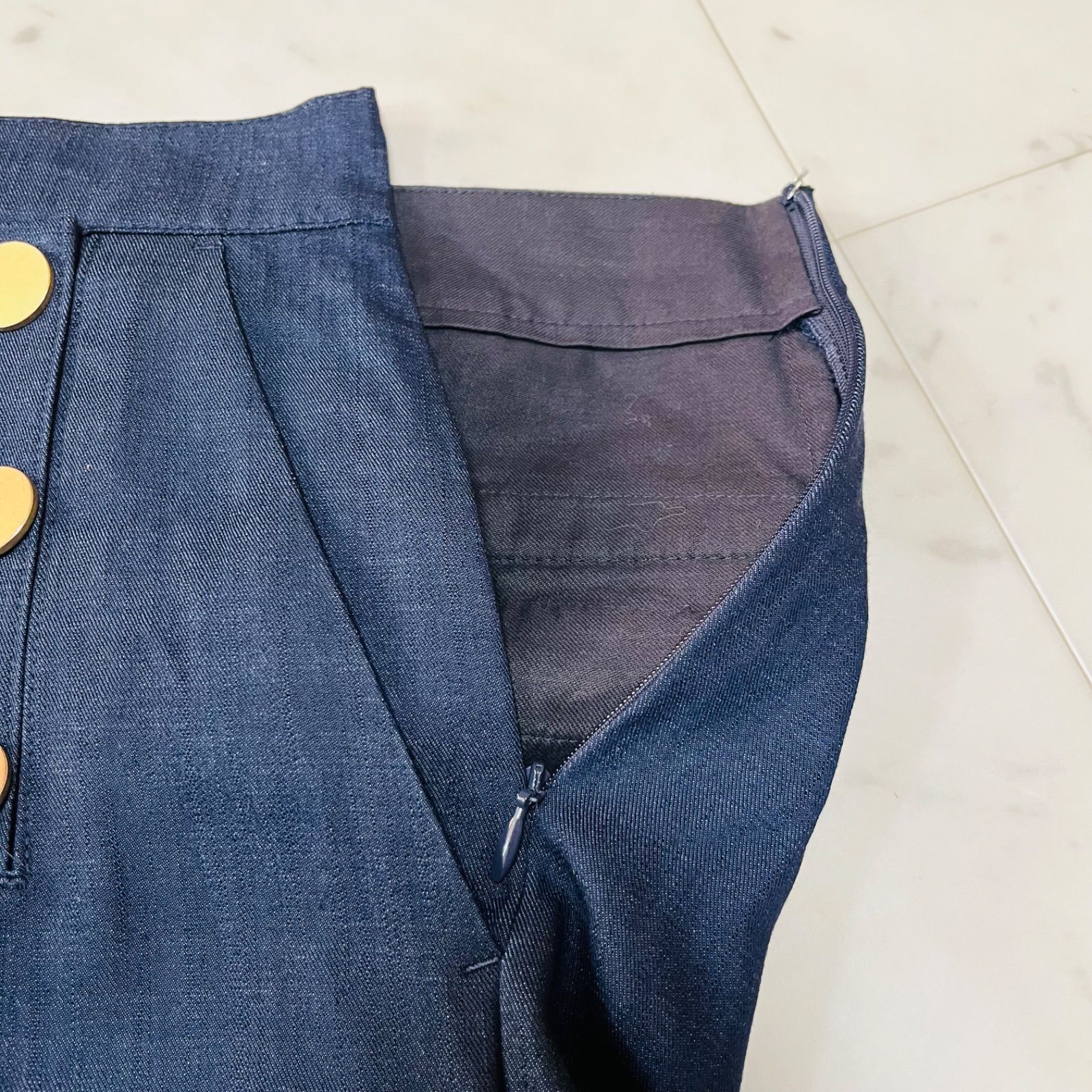 allureville アルアバイル デニムライクマリンパンツ フロントボタン