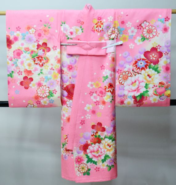 お宮参り 産着 のしめ 女児 女の子 正絹 ピンク 綸子地 豪華絢爛 金