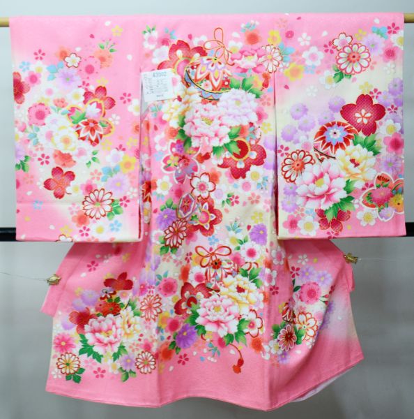 お宮参り 産着 のしめ 女児 女の子 正絹 ピンク 綸子地 豪華絢爛 金