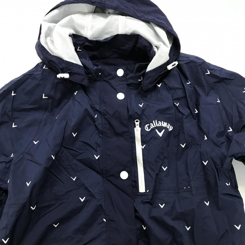 超美品】キャロウェイ 4WAYレインワンピース ネイビー×白 ロゴ総柄