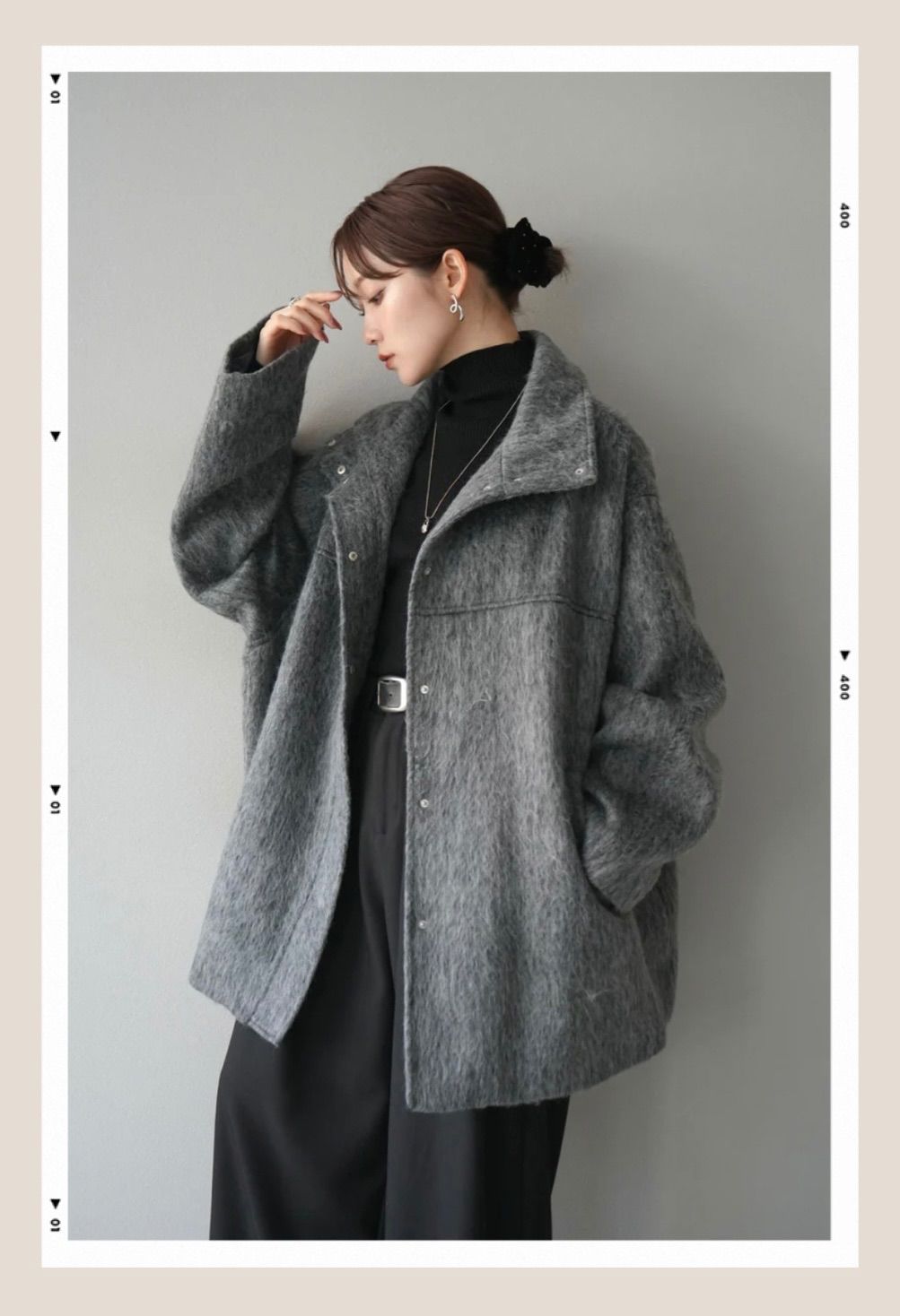 LIAN シャギースタンドカラーコート チャコール lumierリュミエ - メルカリ