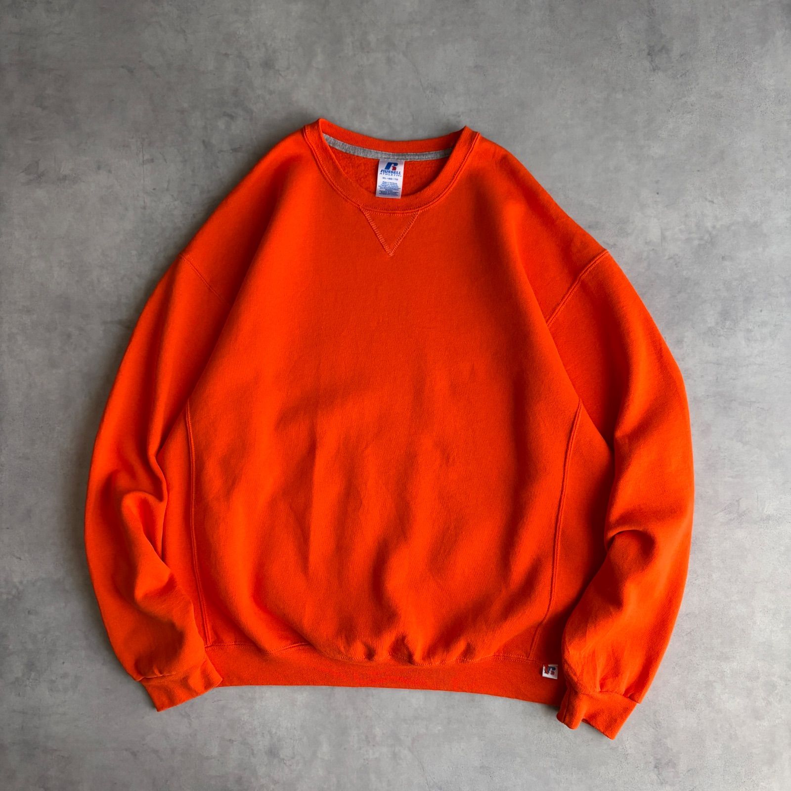 00s〜10s/RUSSELL ATHLETIC/ラッセルアスレチック/無地スウェット/前Vガゼット/ノームコア/ソリッド/プレーン/ブランク/オレンジ/jmaple