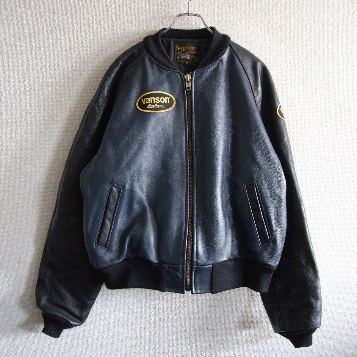 VANSONスタジャン 美品/ビッグサイズ】 VANSON 【TJV オールレザー スタジャン】46