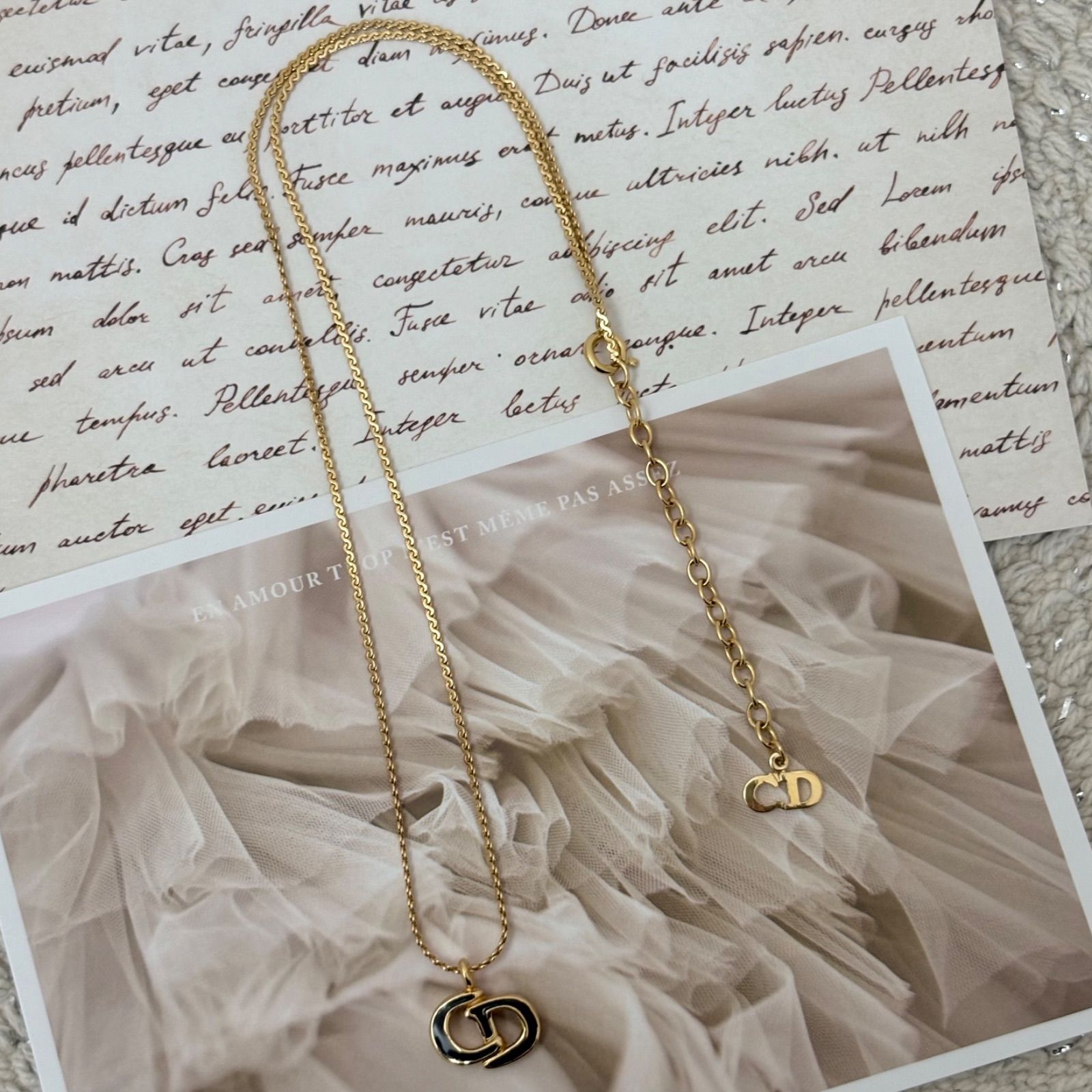 美品】クリスチャンディオール ネックレスCDロゴ GPメッキ ゴールド