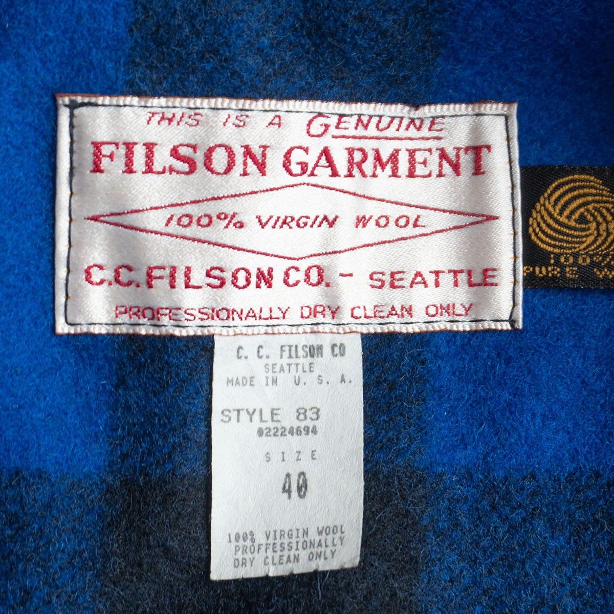 美品】FILSON【ダブルマッキーノ クルーザー ジャケット】40 ブルー 