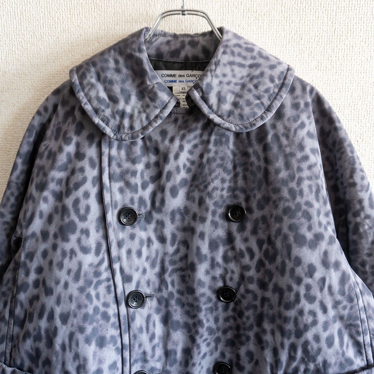 美品】 COMME des GARCONS 【丸襟 レオパード ワイド コート】XS