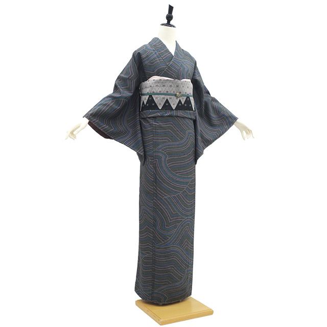 極美品 牛首紬 正絹小紋着物 31日23時迄！”【半期決算セール】 【白山工房×市川純一郎】 【本場牛首