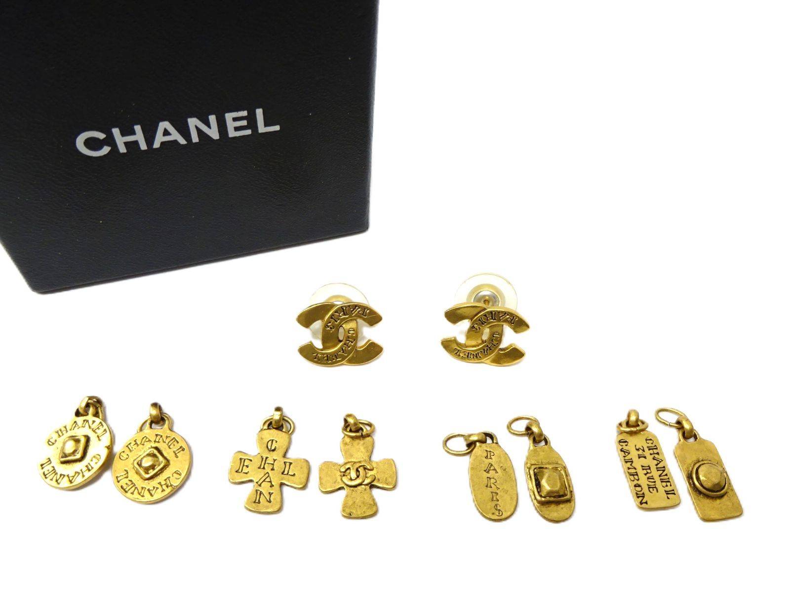 99A【箱付】CHANEL シャネル ピアス 替えチャーム付 【ヴィンテージ