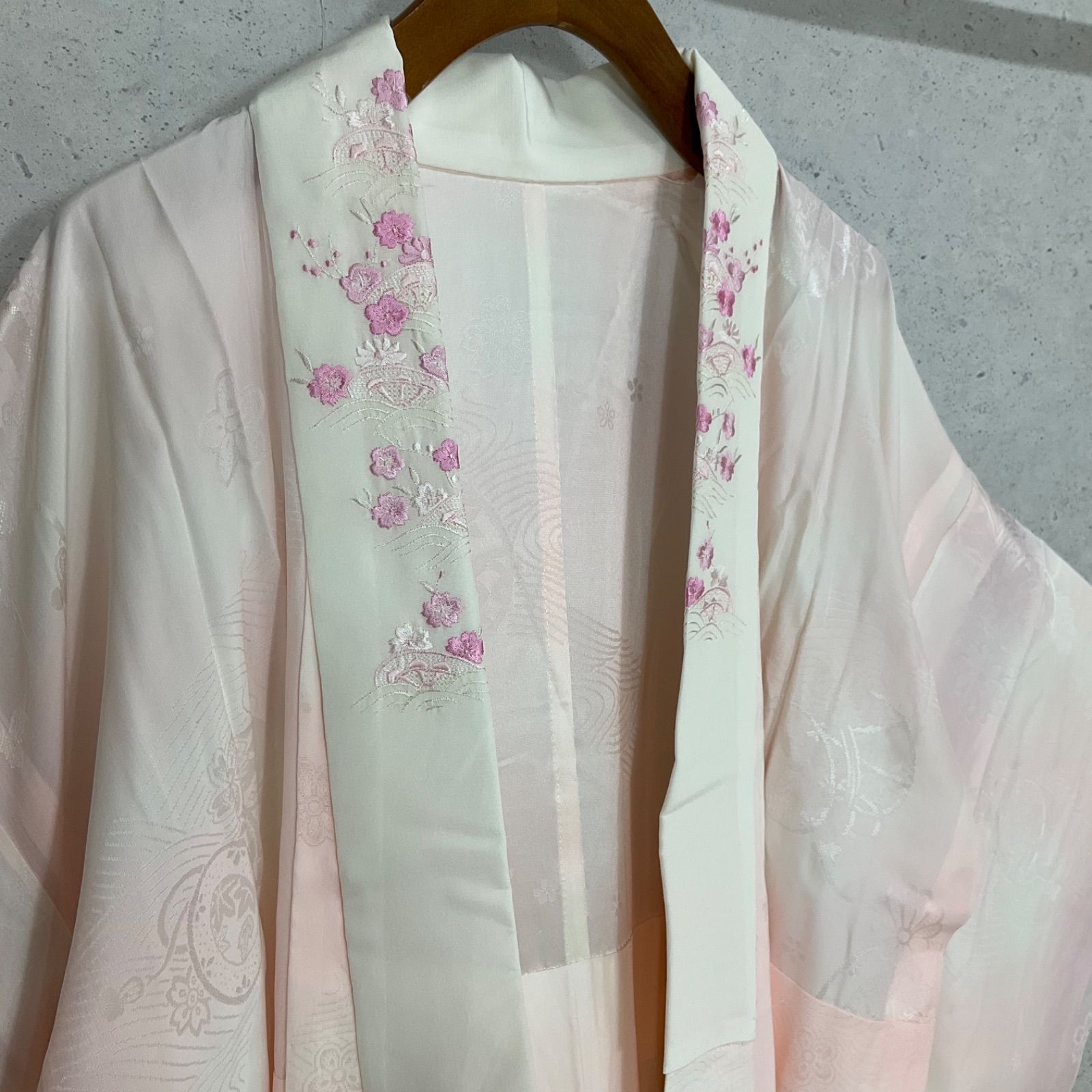 ◇kimono+one◇振袖長襦袢◇未使用同然◇単衣◇正絹◇居敷当て付き