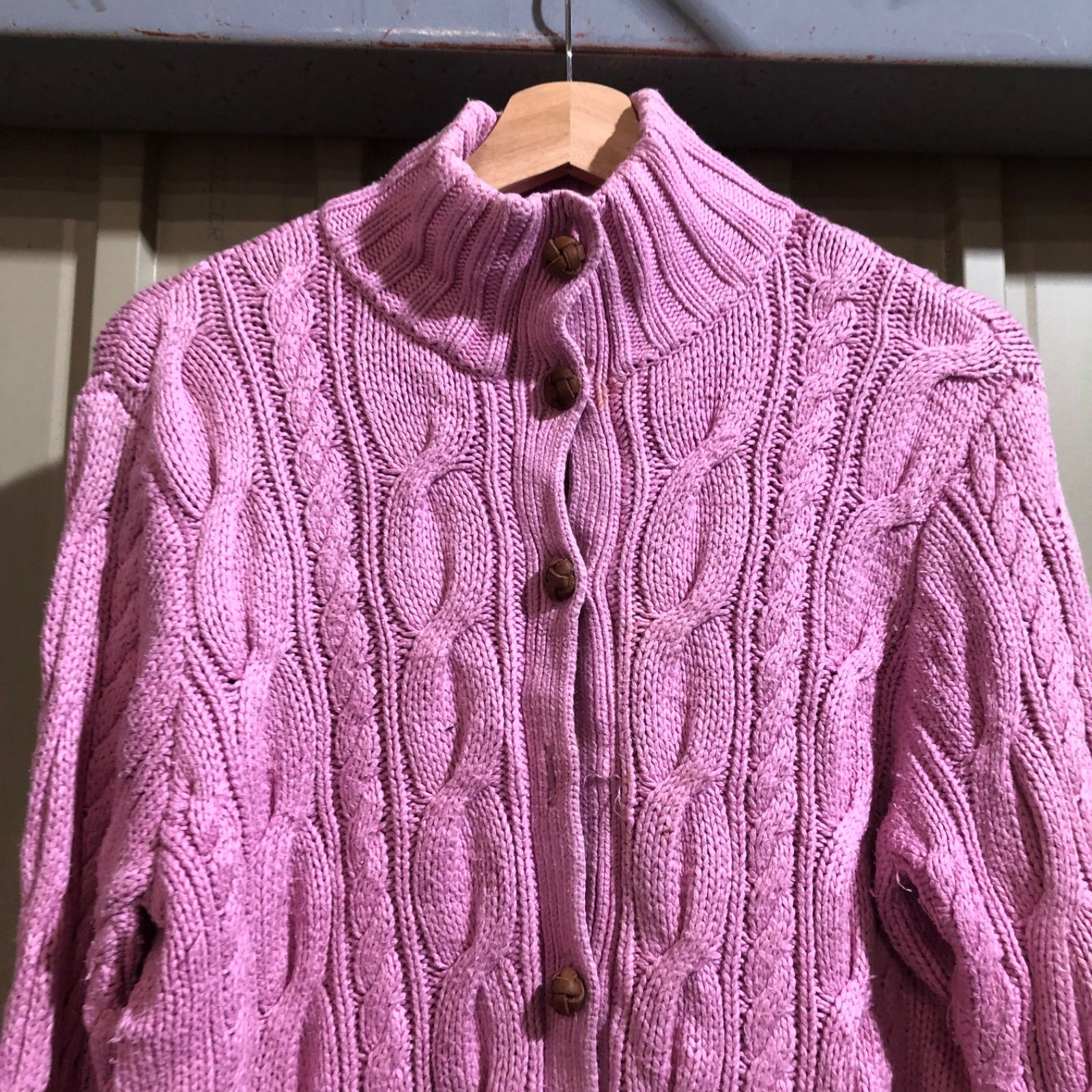 POLO Ralph Lauren ピンクカーディガンセーターXL ポロ ラルフ ローレン POLO RALPH LAUREN ケーブルニット コットン