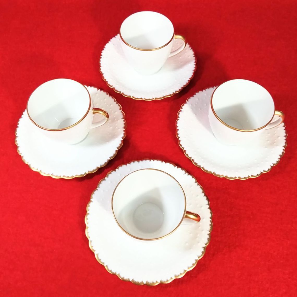 リモージュ ジョルジュ ボワイエ 白磁 金彩 デミタスカップ＆ソーサー 4客セット NO 01157