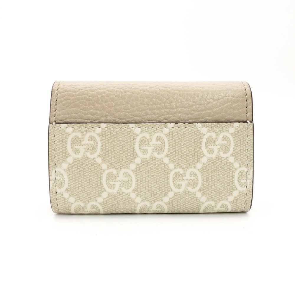 未使用品 グッチ GUCCI キーケース GGマーモント ベージュ レザー PVC