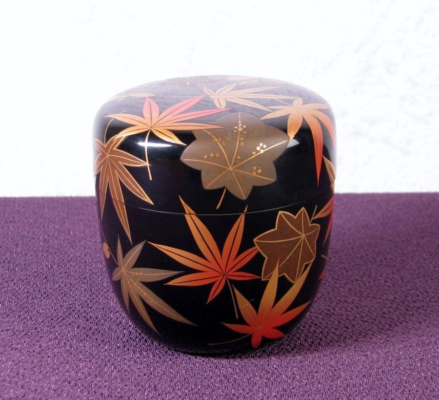 平安胡斎作 時代 雲錦蒔絵中棗 高さ：7cm 共箱 茶道具/26a052 - メルカリ