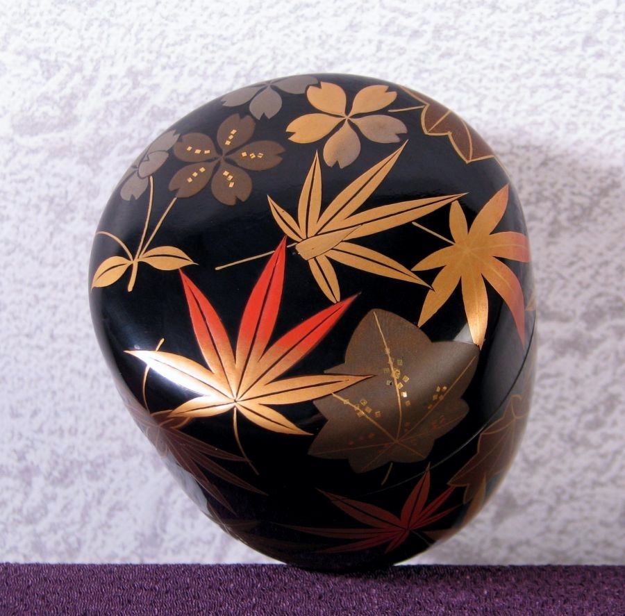 平安胡斎作 時代 雲錦蒔絵中棗 高さ：7cm 共箱 茶道具/26a052 - メルカリ