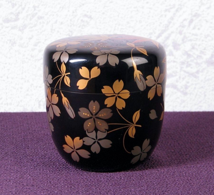 平安胡斎作 時代 雲錦蒔絵中棗 高さ：7cm 共箱 茶道具/26a052 - メルカリ